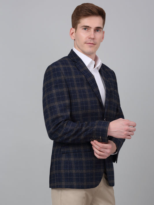 Blazer for Men | Premium Formal Blazer Slim Fit Notched Collar Wool Blend Fabric Checkered Pattern