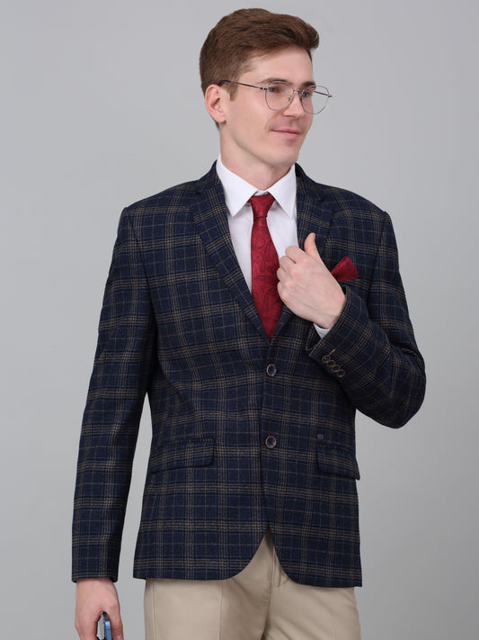 Blazer for Men | Premium Formal Blazer Slim Fit Notched Collar Wool Blend Fabric Checkered Pattern