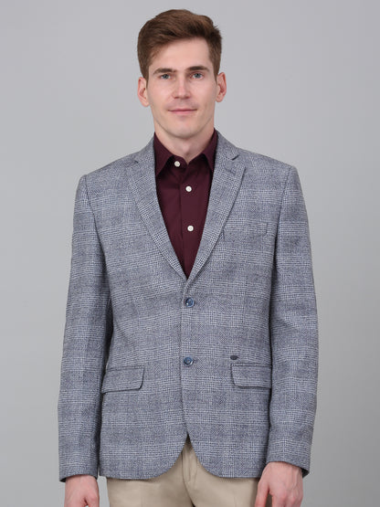 Blazer for Men | Premium Formal Blazer Slim Fit Notched Collar Terry Rayon Fabric Checkered Pattern