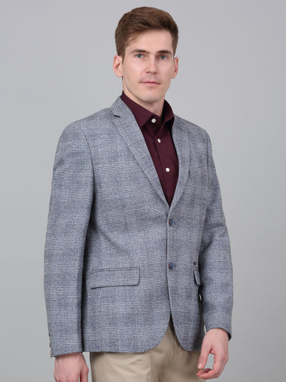 Blazer for Men | Premium Formal Blazer Slim Fit Notched Collar Terry Rayon Fabric Checkered Pattern