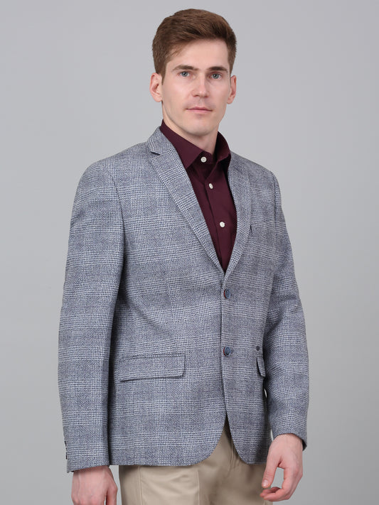 Blazer for Men | Premium Formal Blazer Slim Fit Notched Collar Terry Rayon Fabric Checkered Pattern