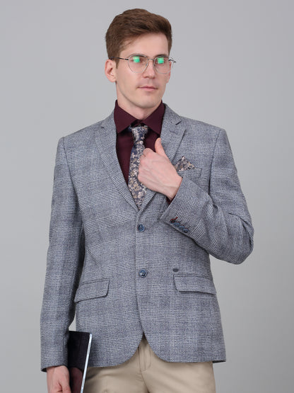Blazer for Men | Premium Formal Blazer Slim Fit Notched Collar Terry Rayon Fabric Checkered Pattern