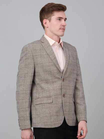 Blazer for Men | Premium Formal Blazer Slim Fit Notched Collar Terry Rayon Fabric Checkered Pattern