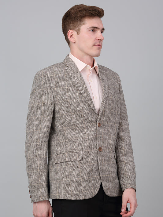 Blazer for Men | Premium Formal Blazer Slim Fit Notched Collar Terry Rayon Fabric Checkered Pattern