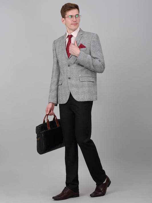 Blazer for Men | Premium Formal Blazer Slim Fit Notched Collar Terry Rayon Fabric Checkered Pattern
