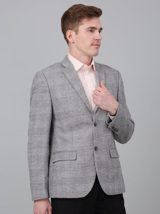Blazer for Men | Premium Formal Blazer Slim Fit Notched Collar Terry Rayon Fabric Checkered Pattern