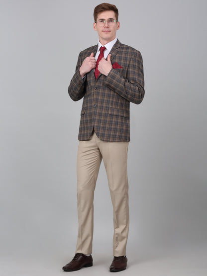Blazer for Men | Premium Formal Blazer Slim Fit Notched Collar Terry Rayon Fabric Checkered Pattern