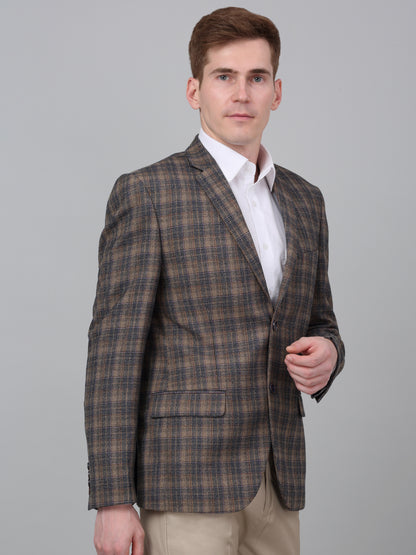 Blazer for Men | Premium Formal Blazer Slim Fit Notched Collar Terry Rayon Fabric Checkered Pattern