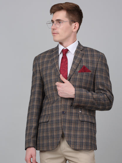 Blazer for Men | Premium Formal Blazer Slim Fit Notched Collar Terry Rayon Fabric Checkered Pattern
