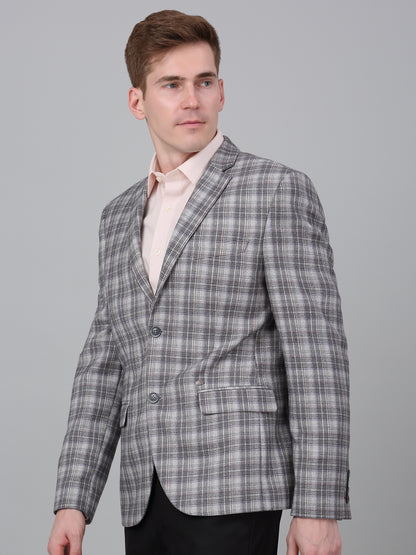 Blazer for Men | Premium Formal Blazer Slim Fit Notched Collar Terry Rayon Fabric Checkered Pattern