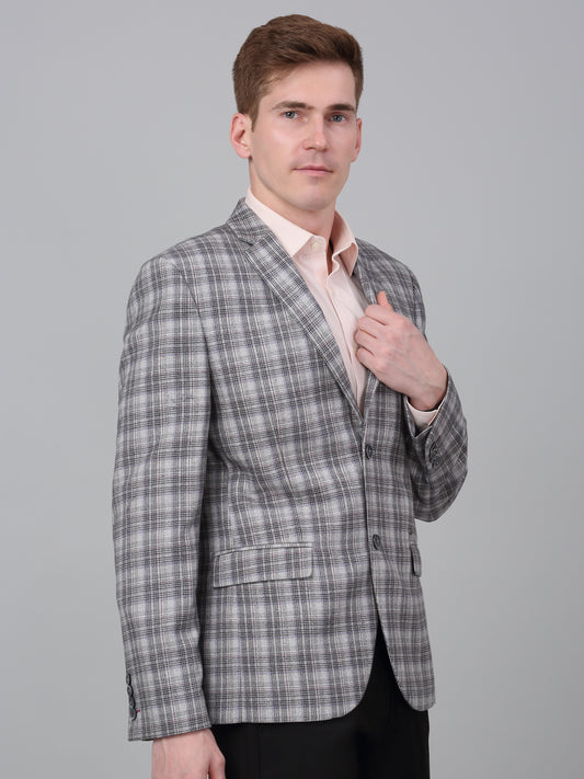 Blazer for Men | Premium Formal Blazer Slim Fit Notched Collar Terry Rayon Fabric Checkered Pattern