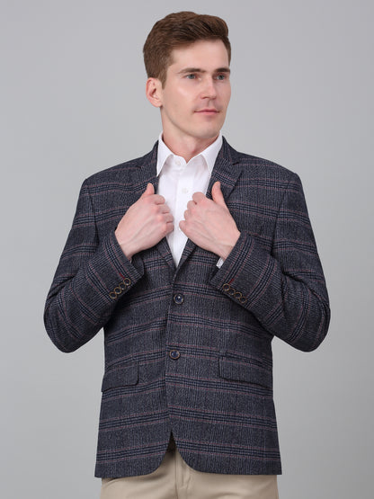 Blazer for Men | Premium Formal Blazer Slim Fit Notched Collar Terry Rayon Fabric Checkered Pattern