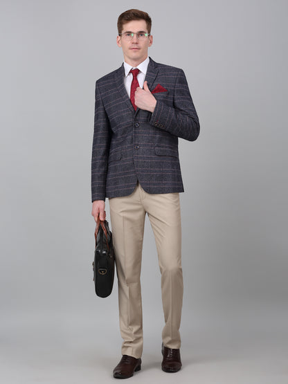 Blazer for Men | Premium Formal Blazer Slim Fit Notched Collar Terry Rayon Fabric Checkered Pattern