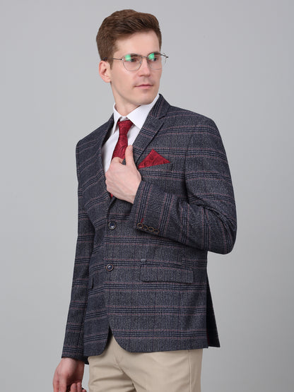 Blazer for Men | Premium Formal Blazer Slim Fit Notched Collar Terry Rayon Fabric Checkered Pattern
