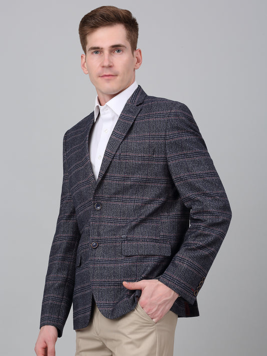 Blazer for Men | Premium Formal Blazer Slim Fit Notched Collar Terry Rayon Fabric Checkered Pattern