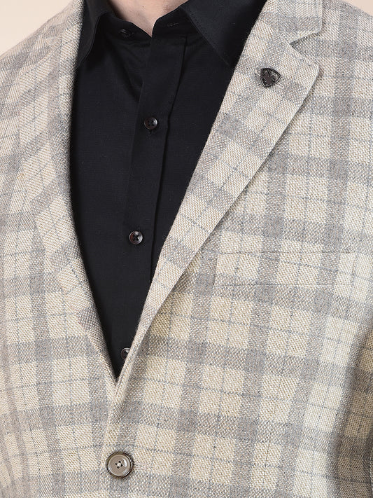 Blazer for Men | Premium Formal Blazer Slim Fit Notched Collar Wool Blend Fabric Checkered Pattern