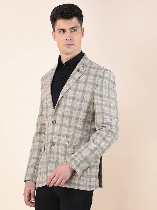 Blazer for Men | Premium Formal Blazer Slim Fit Notched Collar Wool Blend Fabric Checkered Pattern