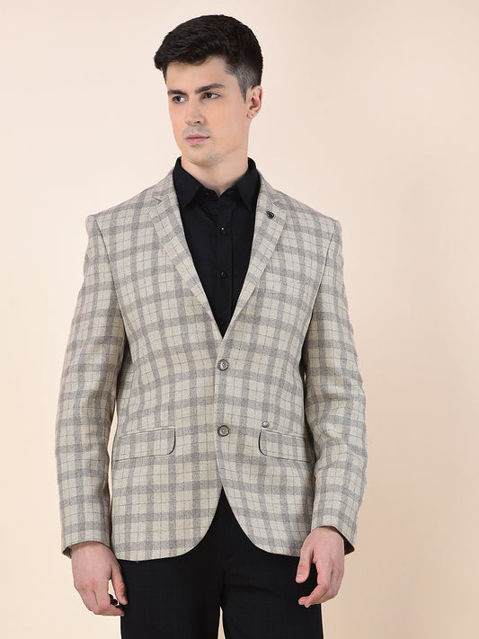 Blazer for Men | Premium Formal Blazer Slim Fit Notched Collar Wool Blend Fabric Checkered Pattern