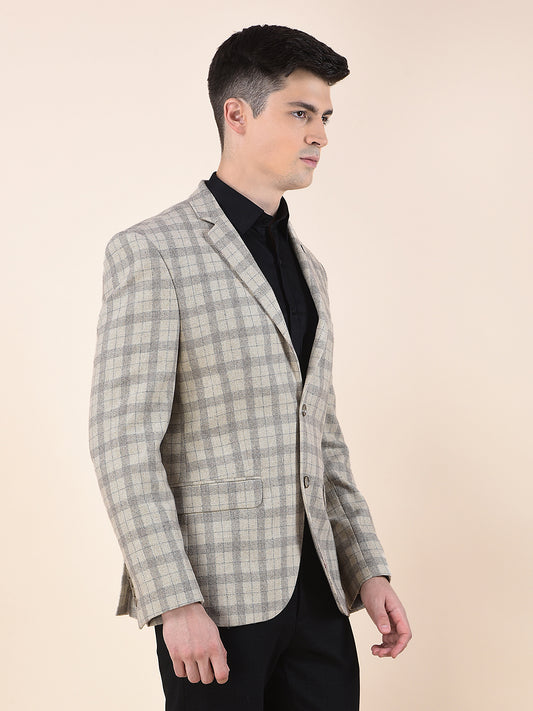 Blazer for Men | Premium Formal Blazer Slim Fit Notched Collar Wool Blend Fabric Checkered Pattern