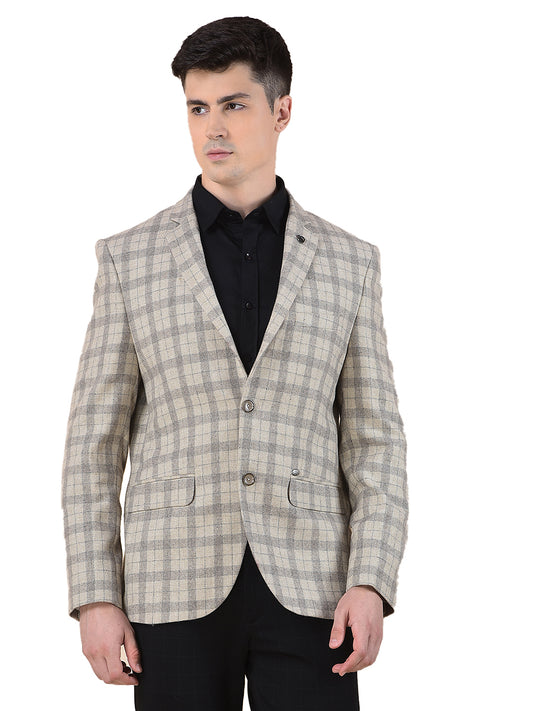 Blazer for Men | Premium Formal Blazer Slim Fit Notched Collar Wool Blend Fabric Checkered Pattern