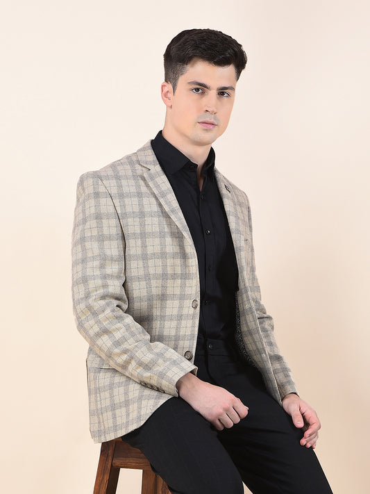 Blazer for Men | Premium Formal Blazer Slim Fit Notched Collar Wool Blend Fabric Checkered Pattern