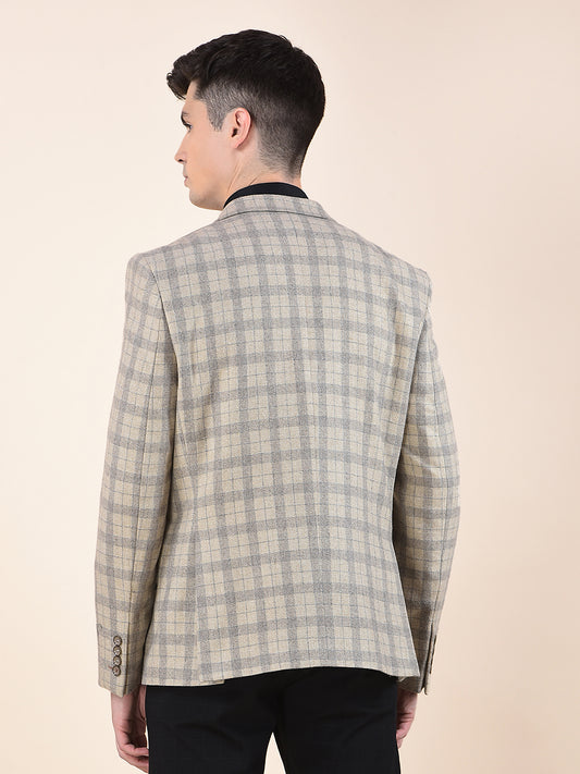 Blazer for Men | Premium Formal Blazer Slim Fit Notched Collar Wool Blend Fabric Checkered Pattern