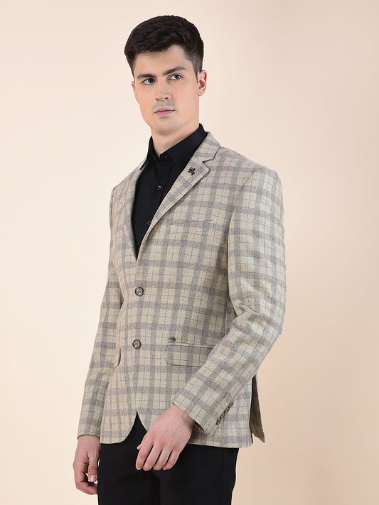 Blazer for Men | Premium Formal Blazer Slim Fit Notched Collar Wool Blend Fabric Checkered Pattern