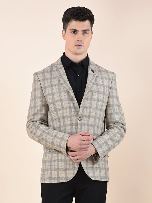Blazer for Men | Premium Formal Blazer Slim Fit Notched Collar Wool Blend Fabric Checkered Pattern