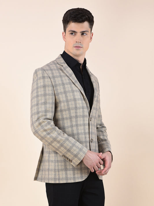 Blazer for Men | Premium Formal Blazer Slim Fit Notched Collar Wool Blend Fabric Checkered Pattern