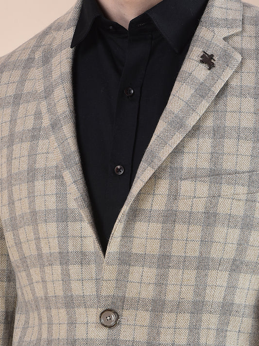 Blazer for Men | Premium Formal Blazer Slim Fit Notched Collar Wool Blend Fabric Checkered Pattern