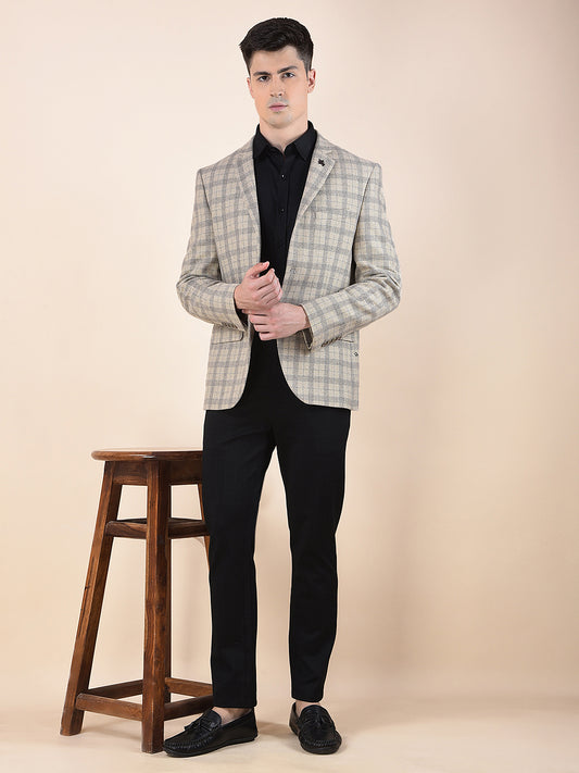 Blazer for Men | Premium Formal Blazer Slim Fit Notched Collar Wool Blend Fabric Checkered Pattern