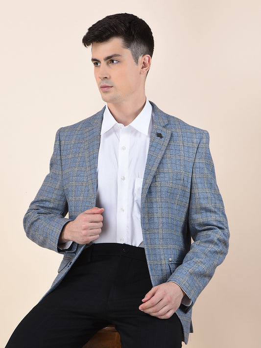 Blazer for Men | Premium Formal Blazer Slim Fit Notched Collar Wool Blend Fabric Checkered Pattern