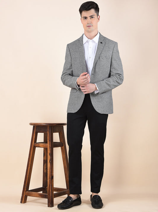 Blazer for Men | Premium Formal Blazer Slim Fit Notched Collar Tweed Fabric Checkered Pattern