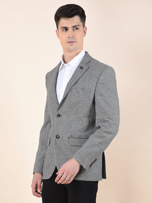 Blazer for Men | Premium Formal Blazer Slim Fit Notched Collar Tweed Fabric Checkered Pattern