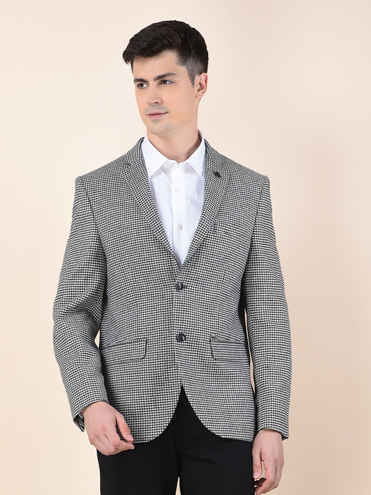 Blazer for Men | Premium Formal Blazer Slim Fit Notched Collar Tweed Fabric Checkered Pattern