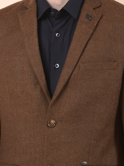 Blazer for Men | Premium Formal Blazer Slim Fit Notched Collar Wool Blend Fabric Self Design Pattern