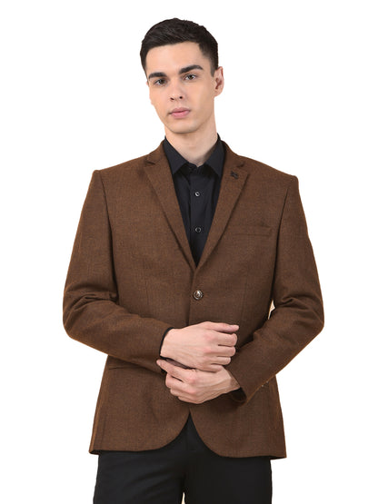 Blazer for Men | Premium Formal Blazer Slim Fit Notched Collar Wool Blend Fabric Self Design Pattern