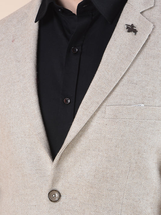 Blazer for Men | Premium Formal Blazer Slim Fit Notched Collar Wool Blend Fabric Self Design Pattern