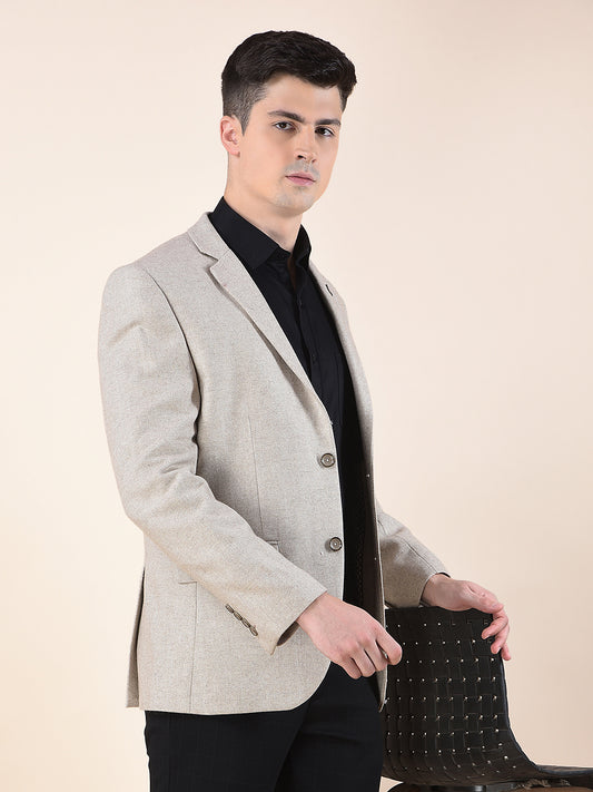Blazer for Men | Premium Formal Blazer Slim Fit Notched Collar Wool Blend Fabric Self Design Pattern
