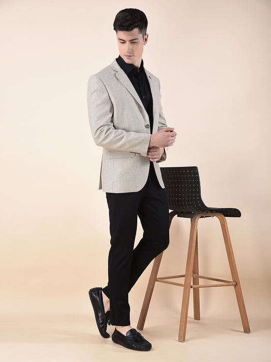 Blazer for Men | Premium Formal Blazer Slim Fit Notched Collar Wool Blend Fabric Self Design Pattern