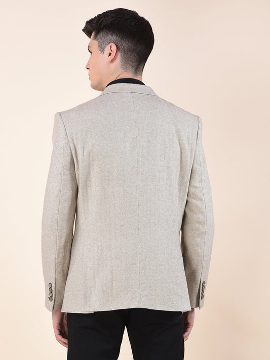 Blazer for Men | Premium Formal Blazer Slim Fit Notched Collar Wool Blend Fabric Self Design Pattern