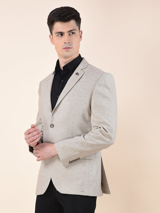 Blazer for Men | Premium Formal Blazer Slim Fit Notched Collar Wool Blend Fabric Self Design Pattern