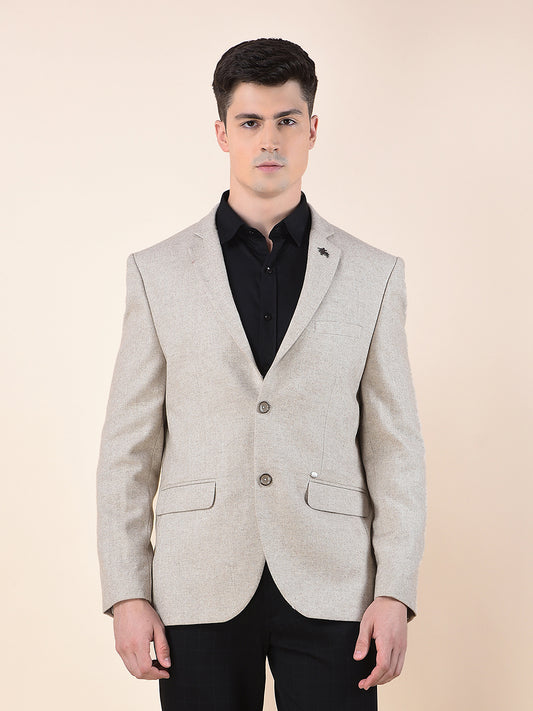 Blazer for Men | Premium Formal Blazer Slim Fit Notched Collar Wool Blend Fabric Self Design Pattern