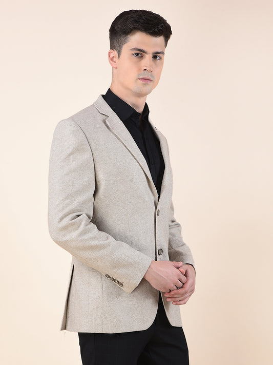 Blazer for Men | Premium Formal Blazer Slim Fit Notched Collar Wool Blend Fabric Self Design Pattern