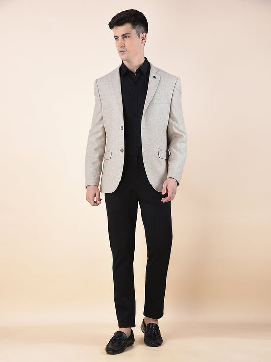 Blazer for Men | Premium Formal Blazer Slim Fit Notched Collar Wool Blend Fabric Self Design Pattern