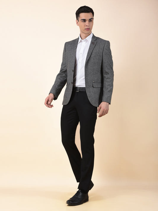Blazer for Men | Premium Formal Blazer Slim Fit Notched Collar Wool Blend Fabric Self Design Pattern