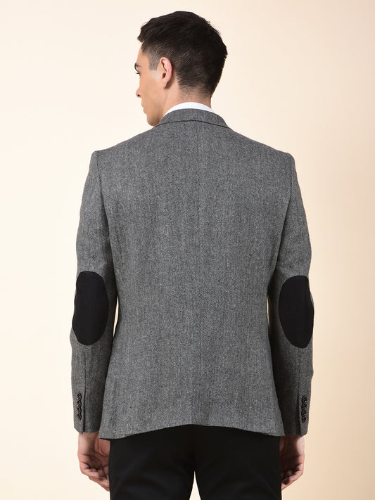 Blazer for Men | Premium Formal Blazer Slim Fit Notched Collar Wool Blend Fabric Self Design Pattern