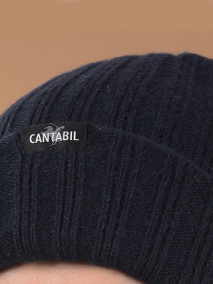 Men Navy Blue Solid Casual Winter Wear Cap