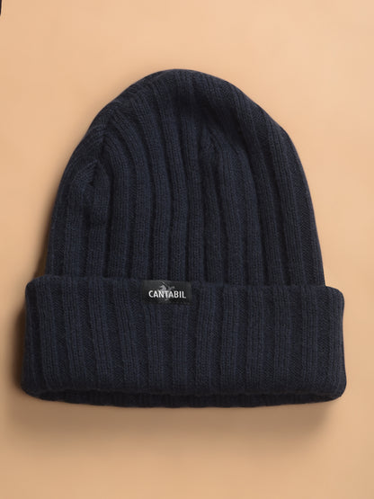 Men Navy Blue Solid Casual Winter Wear Cap