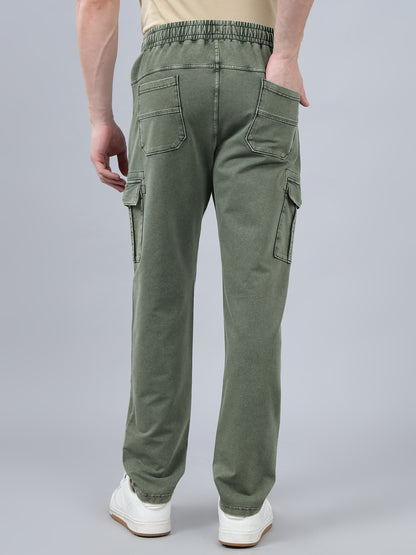Men's Olive Green Solid Full Length Winter Cargo Pant